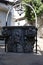 The fountain that can be found in the court of the Bran Castle , on a sunny day