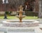 Fountain at the center of historic Katy Plaza in Denison, Texas.