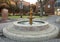 Fountain at the center of historic Katy Plaza in Denison, Texas.