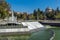 Fountain in the center of Pleven and St. George the Conqueror Chapel Mausoleum, Bulgaria