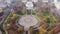 A fountain in a city park aerial view. Mariupol Ukraine