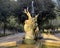 Fountain of the Dolphins in the gardens of the Parterre di Cortona in Cortona, Italy.