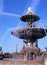 Fountain and Eiffel Tower, Paris, France.