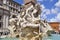Fountain of Four Rivers Fontana dei Quattro Fiumi on Navona square, Rome, Italy