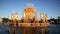 Fountain `Friendship of peoples`  on the territory of the All-Russian exhibition center VDNH in the evening.