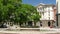 Fountain in front of The Presidency building in Sofia, Bulgaria at daylight. View to the Council of Ministers