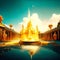 Fountain in front of Royal Palace in Rajasthan, India AI generated