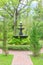 The Fountain in the green garden at home