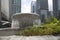 Fountain and group skyscrapers in city Shenzhen