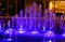 Fountain illuminated in blue