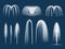 Fountain jet. Realistic decorative water outdoor splashes isolated vector templates