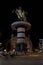 Fountain in Macedonia Square, Skopje, and statue of Warrior on Horse, resembling Alexander the Great