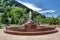 Fountain near highland ice complex MEDEO Almaty,