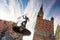 Fountain of Neptune in old town in Gdansk, symbol of the city. Poland