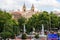 Fountain of Neptune and Saint Jerome the Royal church, Madrid, Spain