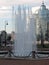 Fountain in the park, buildings, embankment in Saint-Petersburg