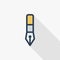 Fountain pen thin line flat color icon. Linear vector symbol. Colorful long shadow design.