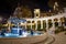 Fountain in the philarmony park in Baku city, Azerbaijan. Philharmonic Fountain Park. Azerbaijan State Philharmonic Hall is the