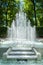 Fountain pyramid in summer garden. Saint Petersburg