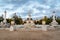 Fountain in Royal Palace of Aranjuez at sunrise