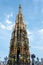 The fountain `Schoener Brunnen` at the main market in Nuremberg, Germany