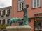 Fountain with sculpture in the historic old town, Kronberg im Taunus, Germany