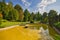 Fountain in small lake in the park in Sliac spa resort