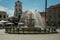 Fountain on a square in front of church at Merida