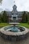 A Fountain Stands in Front of the Crook County Courthouse in Prineville, Oregon, USA