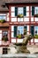 Fountain statue boy and bavarian house in Schwabach