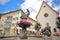 A fountain with statues of children, located in front of St Antonio Chapel in Ortisei, Val Gardena