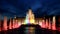 Fountain `Stone flower` on the background of the pavilion `Ukraine` on the territory of the All-Russian exhibition center VDNH a