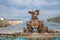 Fountain of Three Storks with Hrodna (Grodno) Coat of Arms at Independence Square - Minsk, Belarus