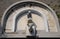 Fountain with two stone human sculpture in Trieste in Friuli Venezia Giulia (Italy)