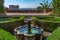 Fountain and view in the alcazaba castle in Malaga Spain