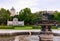 Fountain in Volksgarten in Old city center in Vienna Austria