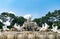 Fountain with white statues in Schonbrunn Imperial Palace and gardens