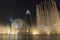 Fountains in action during night show in Dubai downtown
