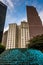 Fountains and buildings at Woodruff Park in downtown Atlanta, Ge