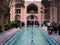 Fountains at historical Persian Fin Garden in Kashan, Iran