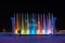 Fountains illuminated in different colors in Minsk, Belarus