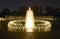 Fountains at the U.S. World War II Memorial commemorating World War II in Washington D.C. at dusk