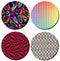 Four 3D Multi colord patterned circular disks