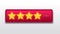 Four 4 stars. Good Customer feedback rating sytem. realistic shiny gold stars in front of red rectangle modern vector illustrati