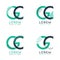 Four abstract CG logo posts set with dot and slash, green and black. very suitable for corporate identity, business, letterhead ,c