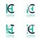 Four abstract CH logo posts set with dot and slash, green and black. very suitable for corporate identity, business, letterhead ,c