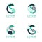 Four abstract CS logo posts set with dot and slash, green and black. very suitable for corporate identity, business, letterhead ,c