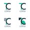 Four abstract CT logo posts set with dot and slash, green and black. very suitable for corporate identity, business, letterhead ,c