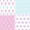 Four abstract feather motives seamless patterns