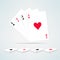 Four aces hand composition in realistic and clean design. Card games template